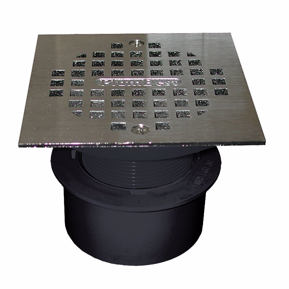Jones Stephens D53300 3" PVC Inside Pipe Fit Drain Base with 2" Plastic Spud and 4" Chrome Plated Strainer