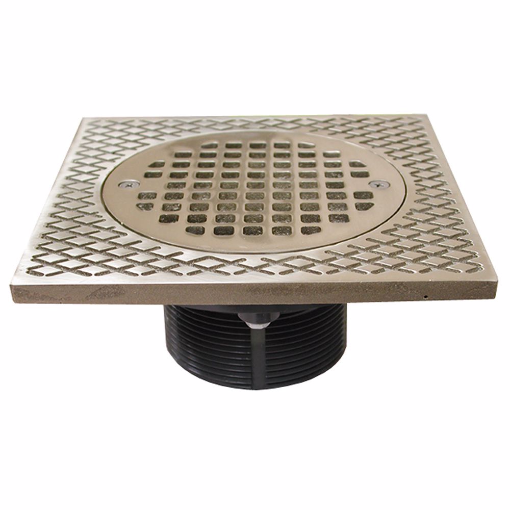 Jones Stephens D56501 3" IPS PVC Spud with 7" Square Top and 5" Nickel Bronze Strainer