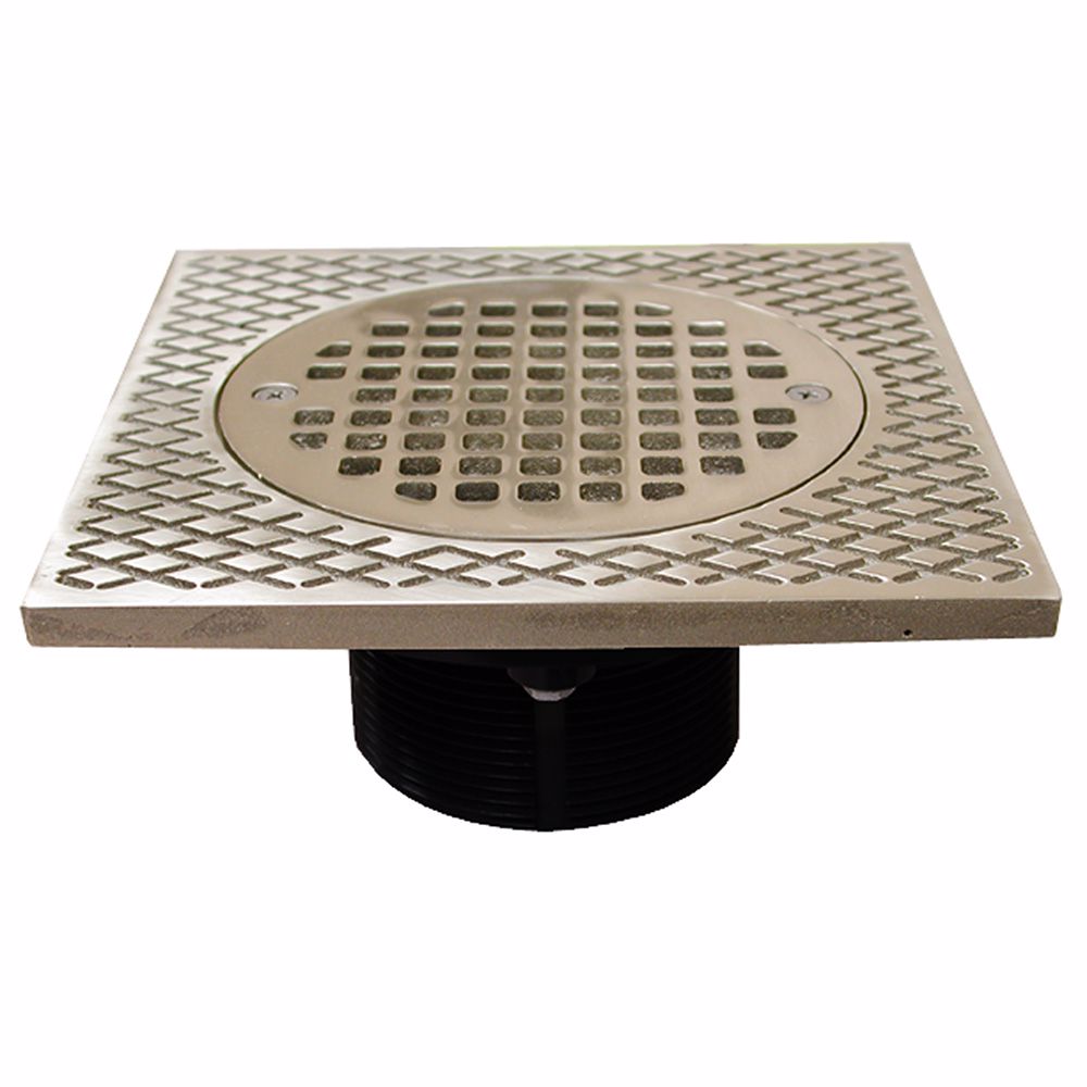 Jones Stephens D57501 3" IPS ABS Spud with 7" Square Top and 5" Nickel Bronze Strainer