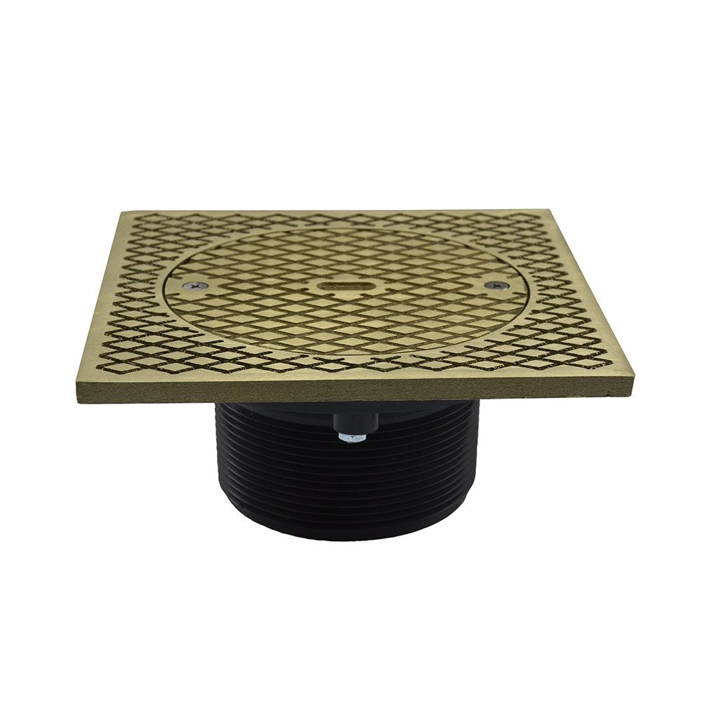 Jones Stephens D59911 3-1/2" Heavy Duty PVC Cleanout Spud with 7" Nickel Bronze Square Cover