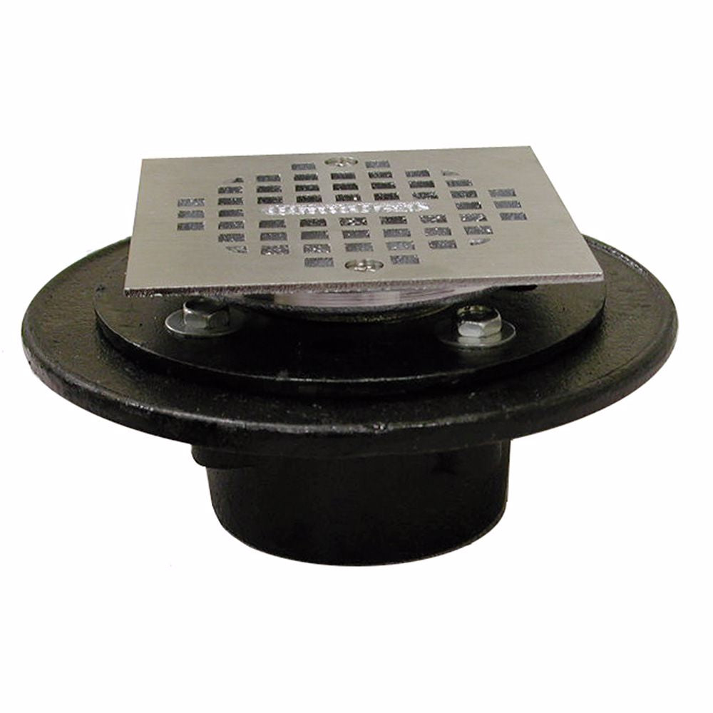 Jones Stephens D60402 2" FIP Shower/Floor Drain with 6-1/2" Pan and 4" Chrome Plated Cast Square Strainer