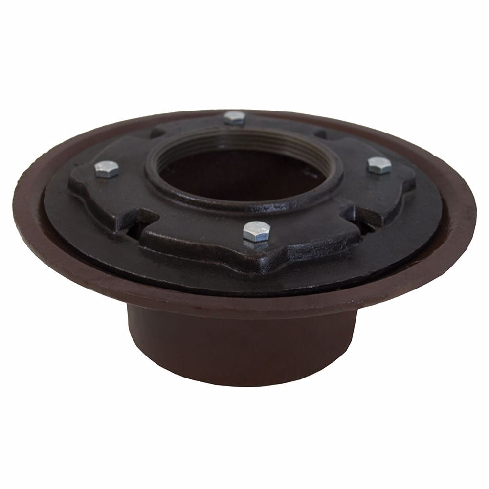 Jones Stephens D80098 4" Inside Caulk Heavy Duty Drain Body with 10-1/2" Pan - 3-1/2" Height