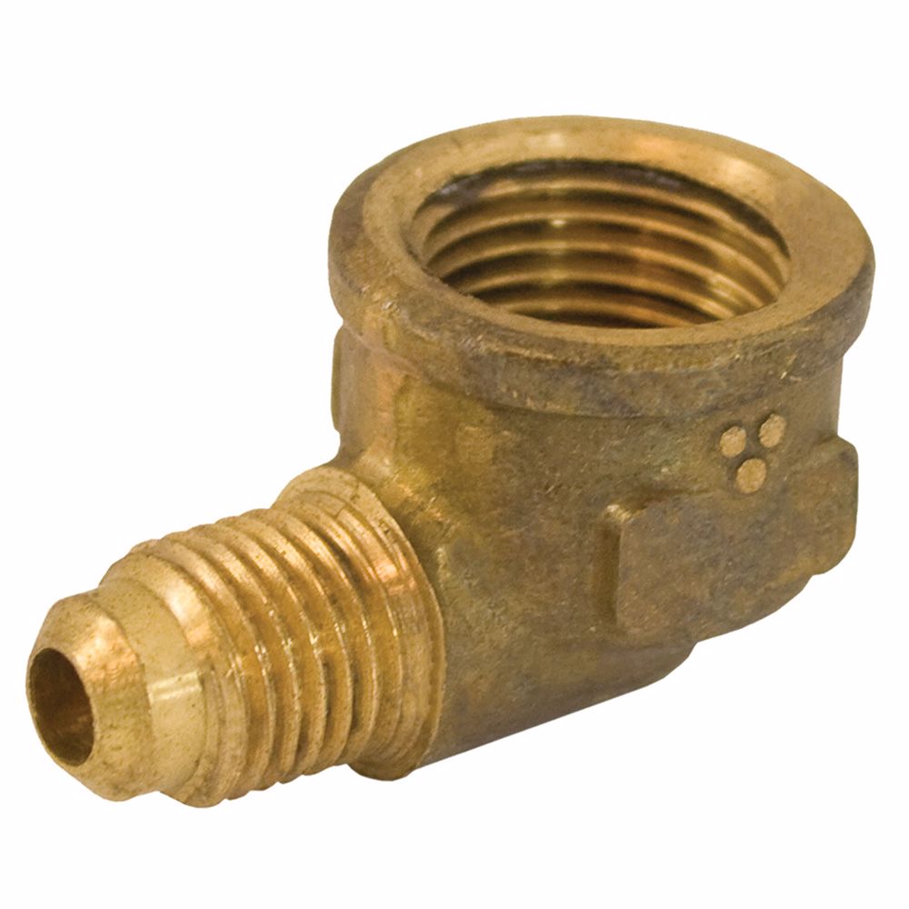 Jones Stephens F40059 1/2" x 3/8" Brass Flare x FIP 90° Elbow