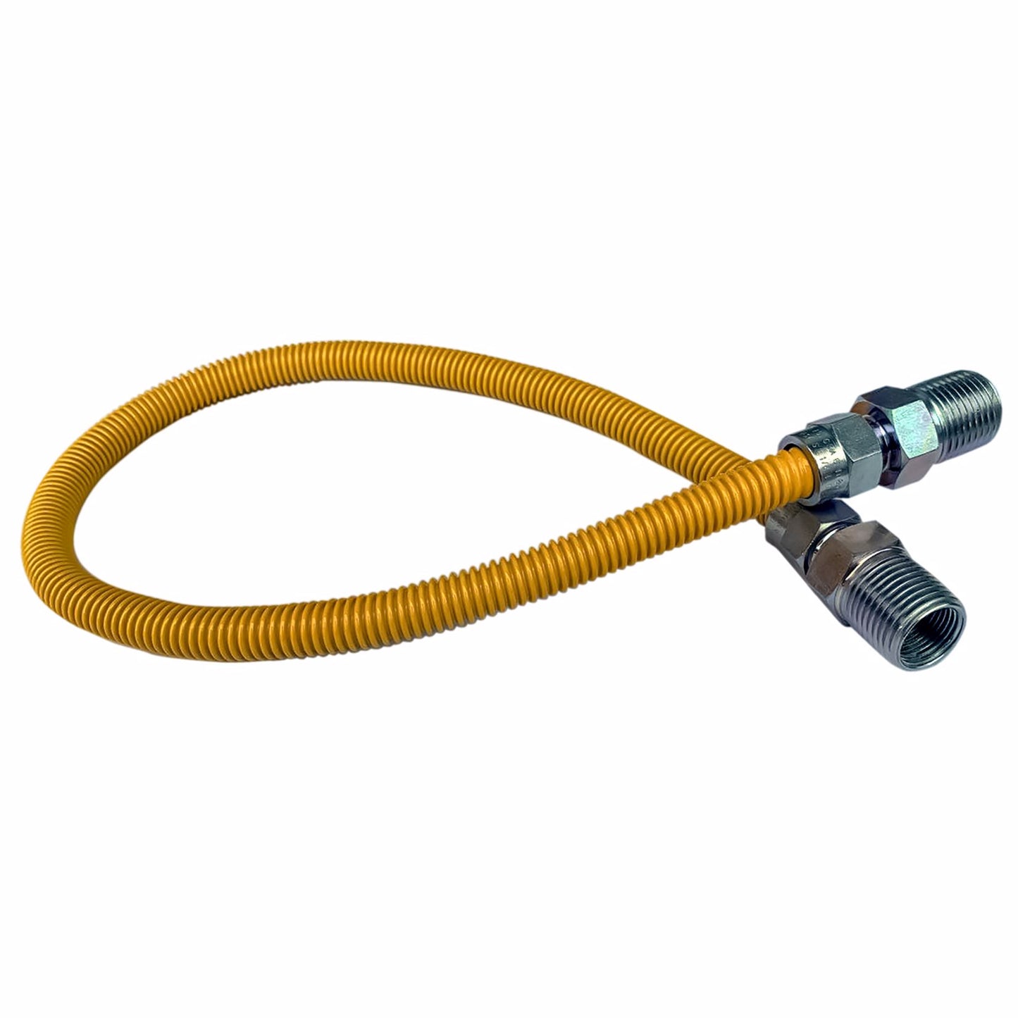 Jones Stephens G70100 3/8" OD (1/4" ID) X 12" Long, 1/2" Male Pipe Thread X 1/2" Male Pipe Thread, Yellow Coated Corrugated Stainless Steel Gas Connector