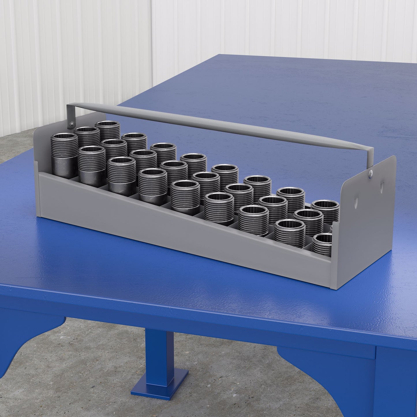 Jones Stephens N70032 Steel Nipple Caddy Tray, 2" Size, 27 pc Capacity (23-7/8" x 8-1/2" x 6-1/2")