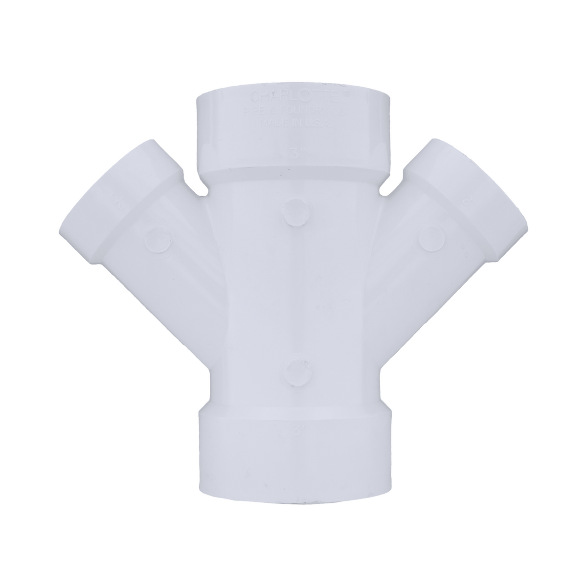 Jones Stephens PDY432 3" x 2" PVC Reducing Double Wye