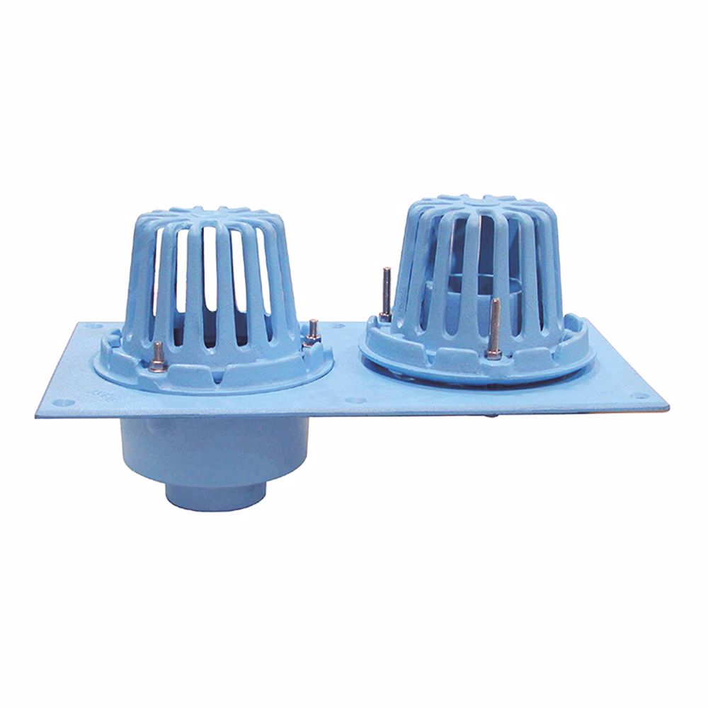 Jones Stephens R19305 3" No Hub Code Blue Dual Roof Drain with Double Dome
