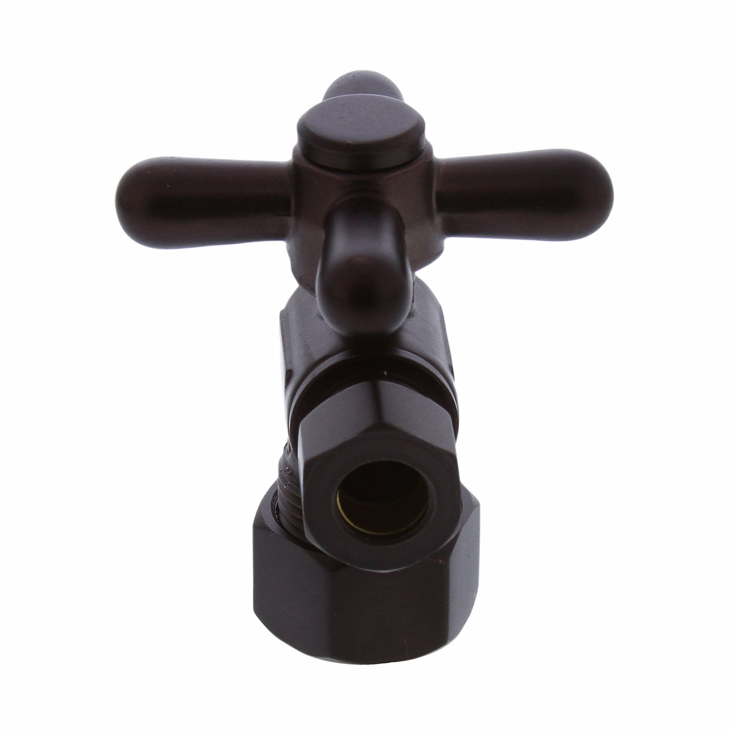 Jones Stephens S4203RB 5/8" OD Comp x 3/8" OD Comp Quarter-Turn Angle Supply Stop Valve with Cross Handle, Oil Rubbed Bronze