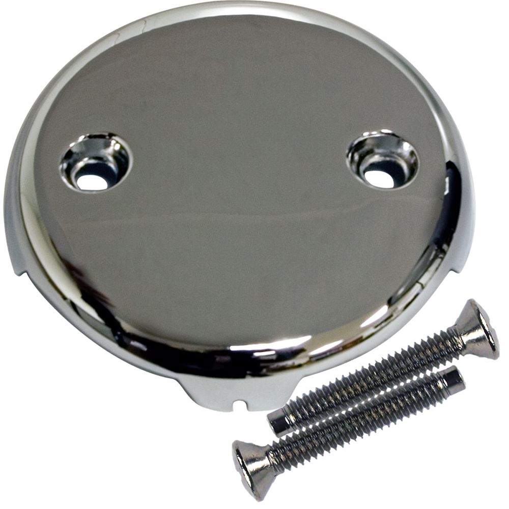 Jones Stephens T05013L Chrome Plated Two-Hole Overflow Plate with Screws