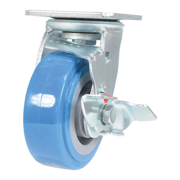 Vestil CST-KB-5X2PUP-SWB Polyurethane Swivel With Brake Caster 5 In. Diameter x 2 In. Width 771 lb Light Blue/Gray