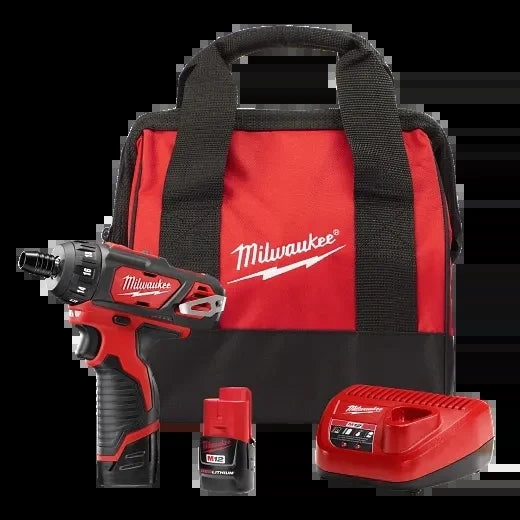 Milwaukee Tool 2406-22 M12 1/4” Hex 2-Speed Screwdriver Kit, 1 EA