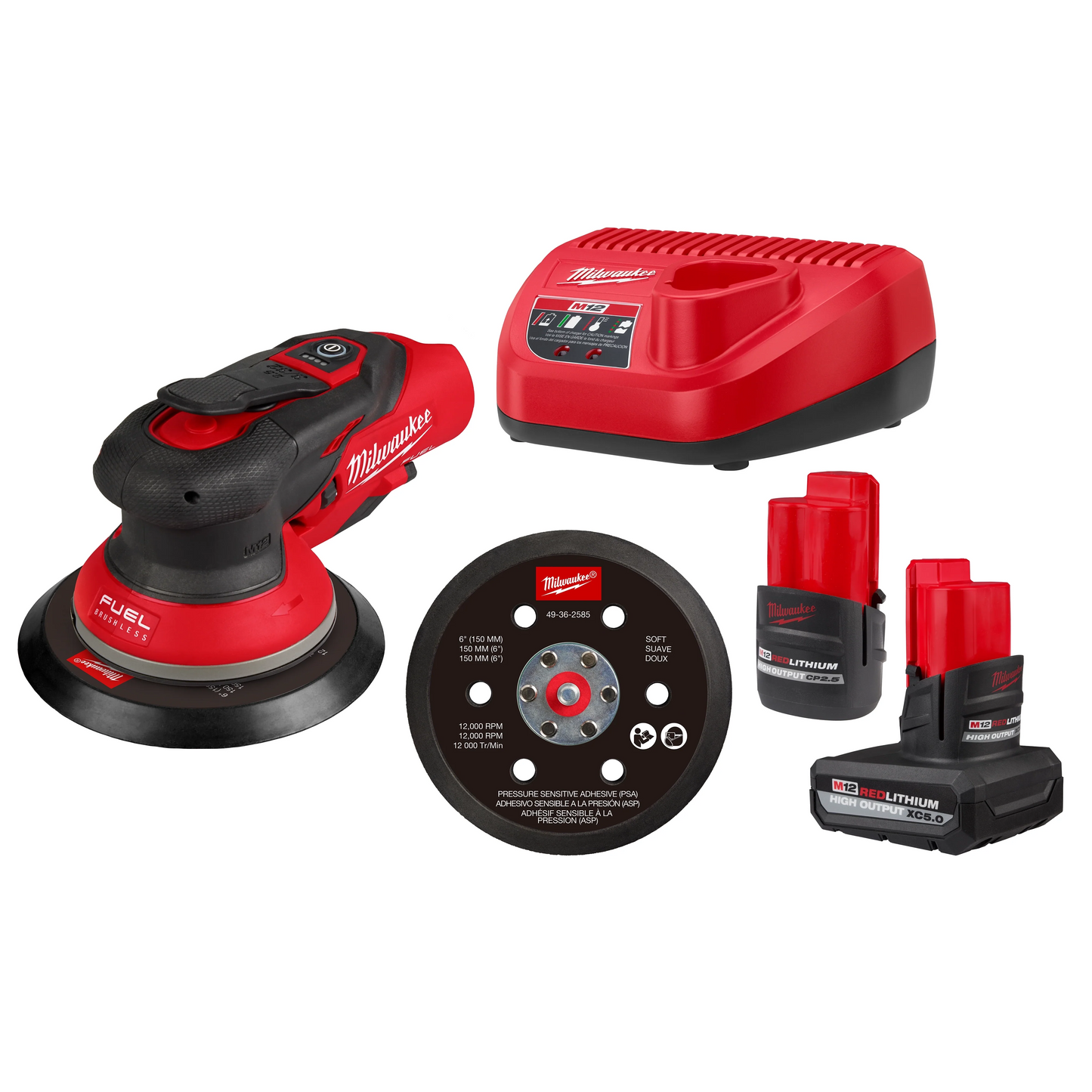 Milwaukee Tool 2584-22CX M12 FUEL™ 6" Random Orbital Sander Kit (3/32"), 1 ST