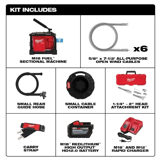 Milwaukee Tool 2818B-21 M18 FUEL™ Sectional Machine with 5/8" Cable, 1 EA