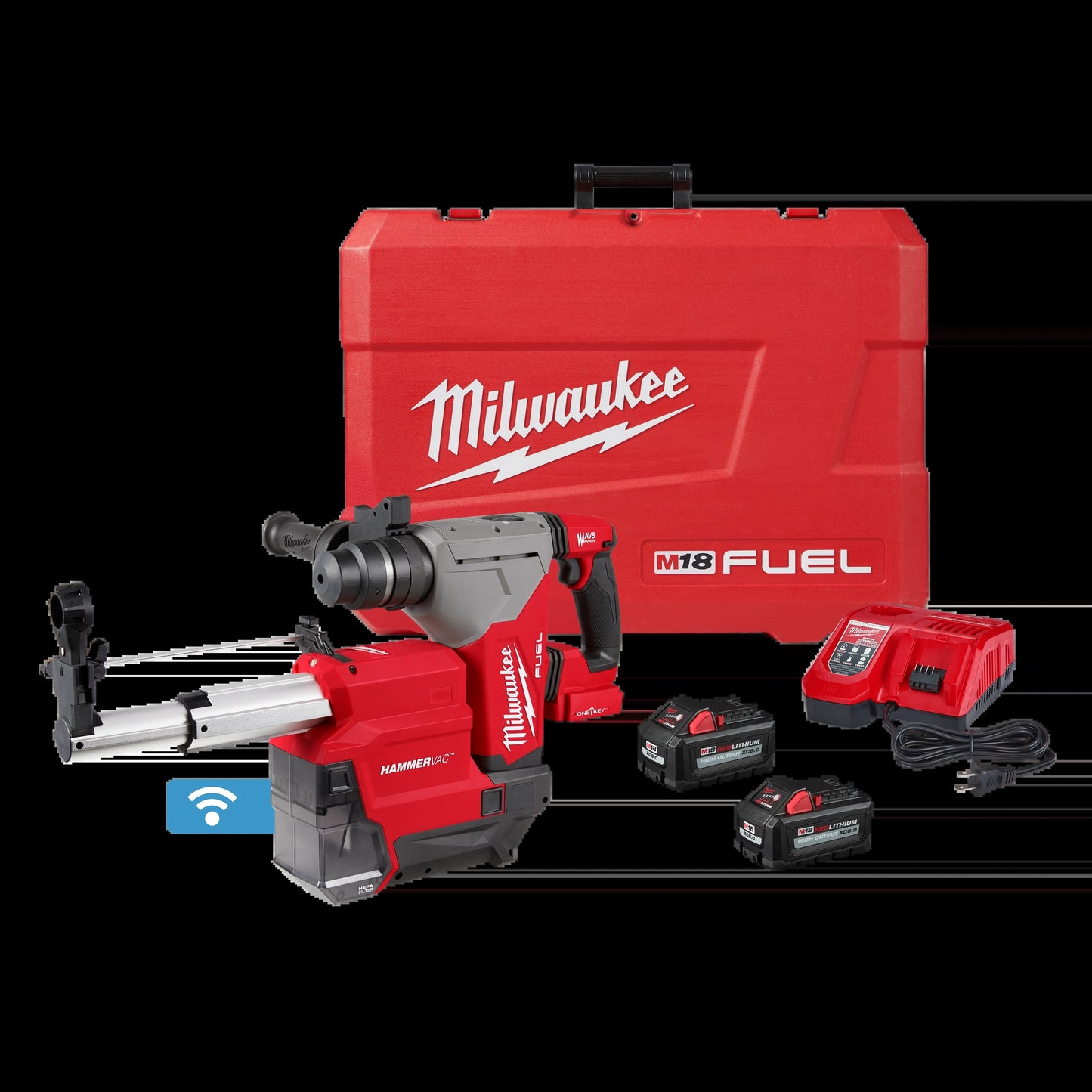 Milwaukee Tool 2915-22DE M18 FUEL 1-1/8" SDS Plus Rotary Hammer Dust Extractor Kit, 1 EA