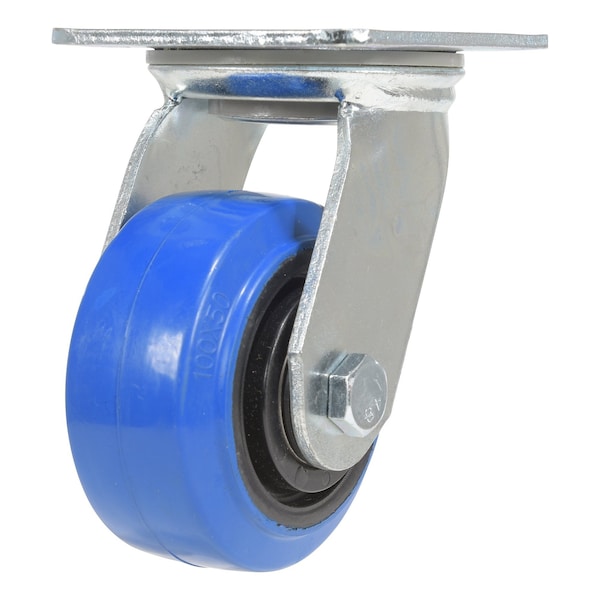 Vestil CST-BB-4X2ER-S Elastic Rubber Swivel Caster 4 In. Diameter x 2 In. Width 550 Lb. Capacity Blue/Black