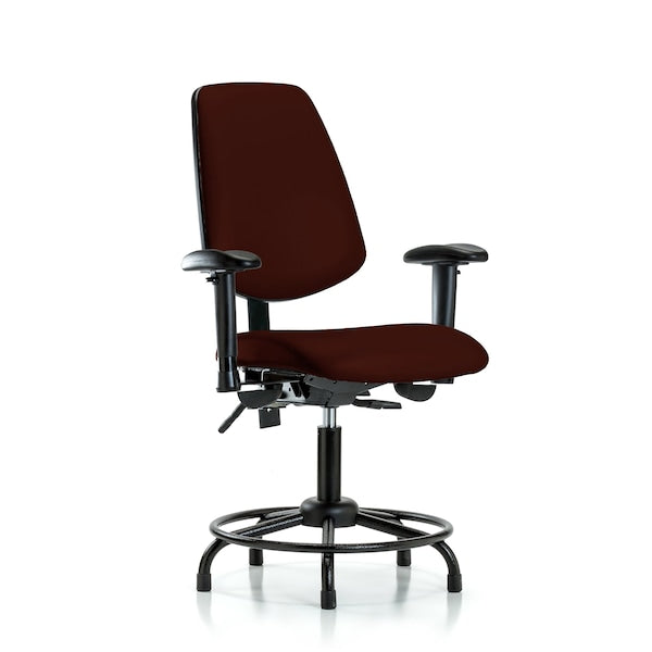 Blue Ridge Ergonomics VDHCH-MB-RT-T1-A1-RG-8569 Rutledge Vinyl Chair - Desk Height with Round Tube Base, Medium Back, Seat Tilt, Adjustable Arms, & Stationary Glides in Burgundy Trailblazer™ Vinyl