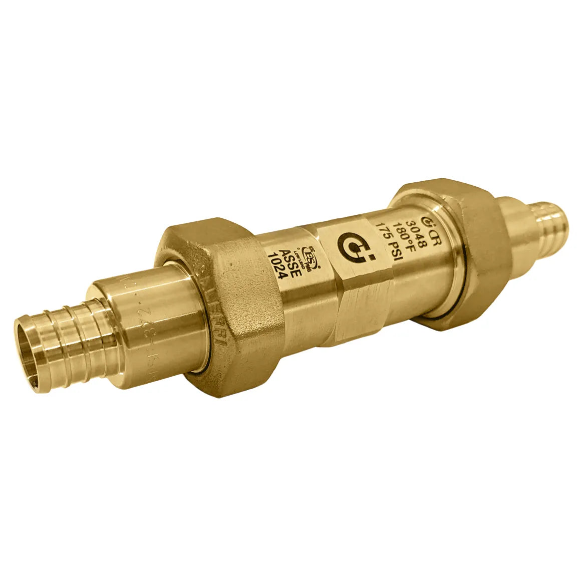 Caleffi 304867A Dual Check Backflow ASSE 1024 1" PEX crimp dual union