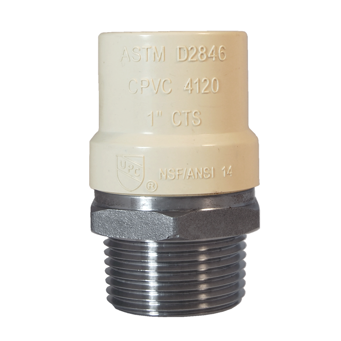 Legend Valves 302-436 1-1/4" Stainless Steel MNPT x CPVC Transition Fittings