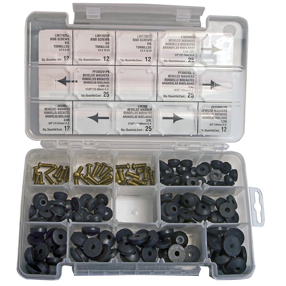 Jones Stephens J40155 160 Piece Assorted Beveled Bibb Washer and Screw Kit