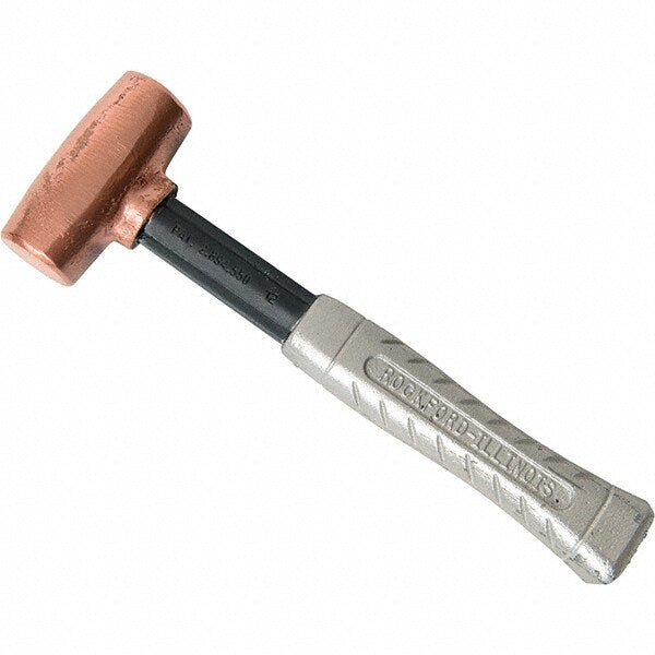 American Hammer AM3BZXWG Dead Blow Hammer, 3 lb Head, 1-3/4" Face Dia, Brass Head