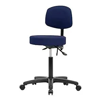 Blue Ridge Ergonomics FMBST-CR-T0-NF-CC-F44 Rutledge Fabric Stool with Back Chrome - Medium Bench Height with Casters in Gray Fabric