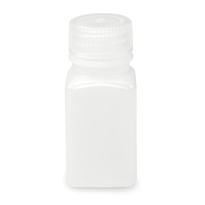 Globe Scientific 7180060 Bottle Wide Mouth Square HDPE Attached PP Screw Cap 60mL 12/Pack