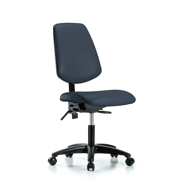 Blue Ridge Ergonomics VDHCH-MB-RG-T1-A0-RC-8582 Rutledge Vinyl Chair - Desk Height with Medium Back, Seat Tilt, & Casters in Imperial Blue Trailblazer™ Vinyl