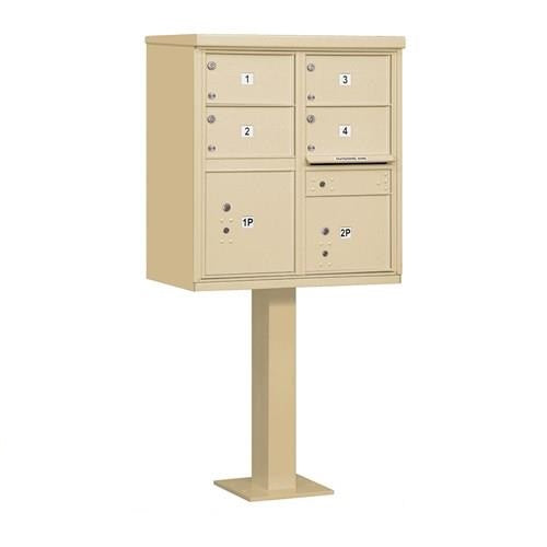 Mailboxes 3305SAN-U Salsbury Cluster Box Unit with 4 Doors and 2 Parcel Lockers in Sandstone with USPS Access Type V