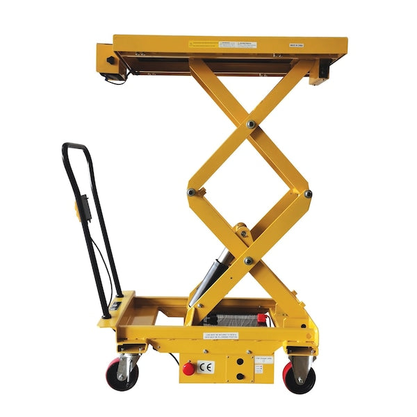 Vestil CART-1000D-DC-SC Steel Hydraulic Scissor Cart DC Powered With Scale 20-1/2 In. x 39-3/4 In. 1,000 lb Yellow