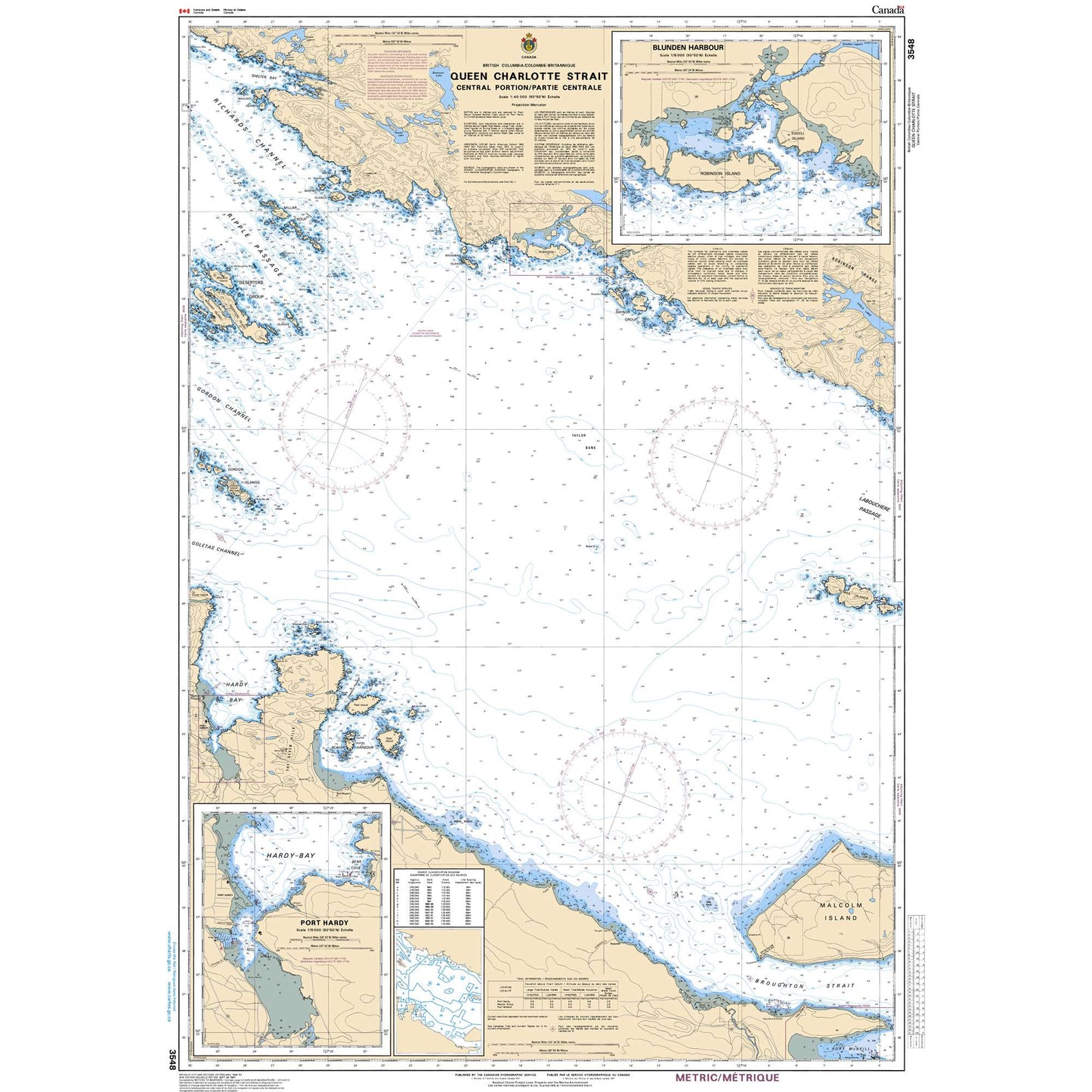 Paradise Clay CAN3548 CHS Chart Queen Charlotte Strait, Central Portion/Partie Centrale