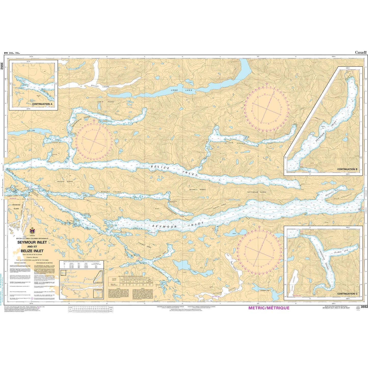 Paradise Clay CAN3552 CHS Chart Seymour Inlet and/et Belize Inlet