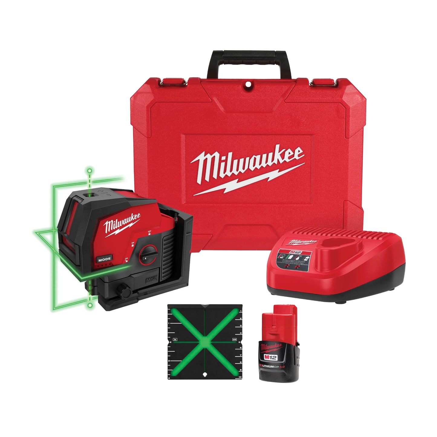 Milwaukee Tool 3622-21 M12™ Green Cross Line & Plumb Points Laser Kit, 1 EA