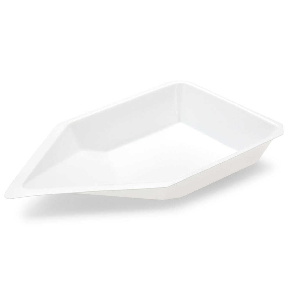 Globe Scientific 3628 Weighing Boat Vessel Plastic with Pour Spout Antistatic PS White/Natural 120mL