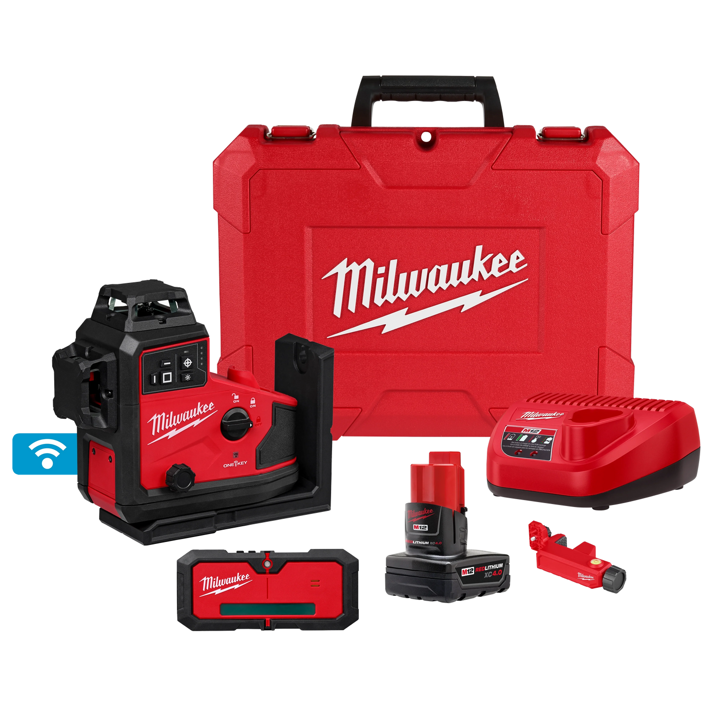 Milwaukee Tool 3642-21 M12™ Green 360° 3-Plane Laser w/Automatic Alignment & Receiver, 1 EA
