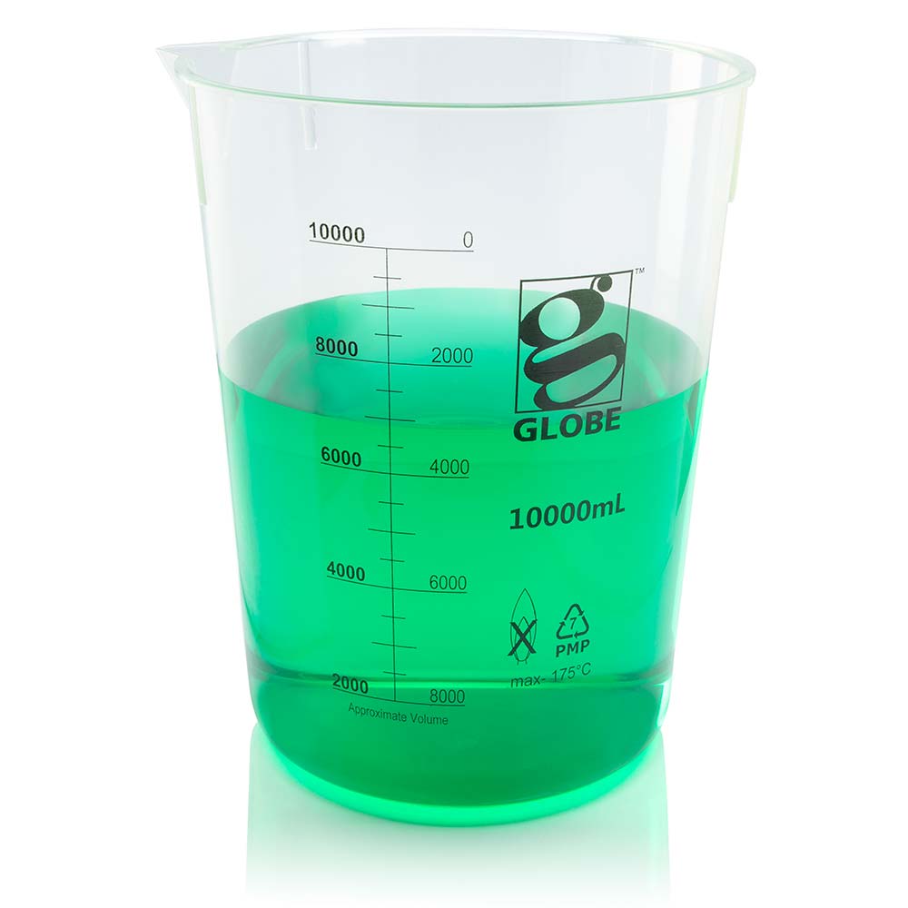 Globe Scientific 3652-2M Beaker Diamond Essentials Griffin Style Low Form Printed Graduations PMP 2000mL 1/Bag