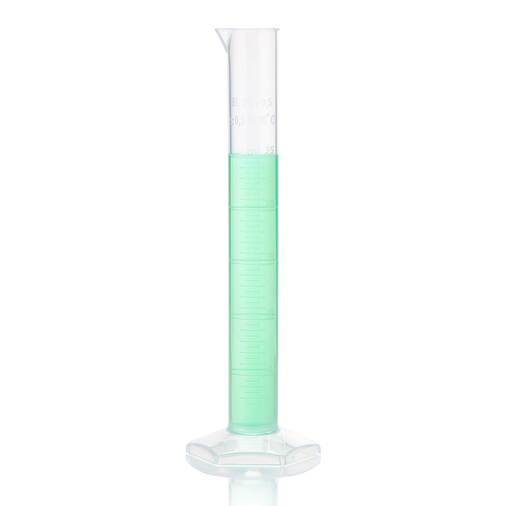 Globe Scientific 3701-25 Cylinder Measuring Diamond Essentials Class B PP Molded Graduations tall form 25mL