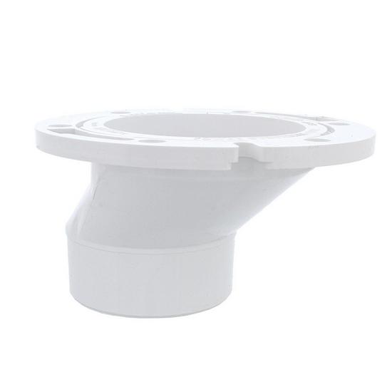 Jones Stephens C54402 3" x 4" PVC Offset Toilet Flange with Plastic Swivel Ring less Knockout
