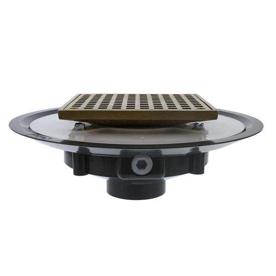 Jones Stephens D50069 2" Heavy Duty PVC Drain Base with 3-1/2' Metal Spud and 6" Polished Brass Strainer