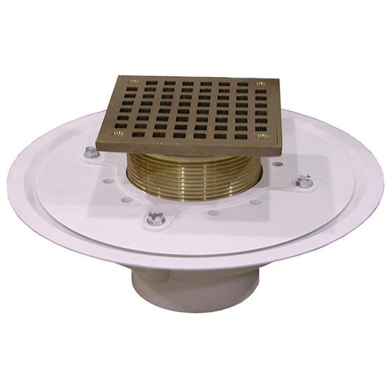 Jones Stephens D50070 3" Heavy Duty PVC Drain Base with 3-1/2" Metal Spud and 6" Polished Brass Strainer