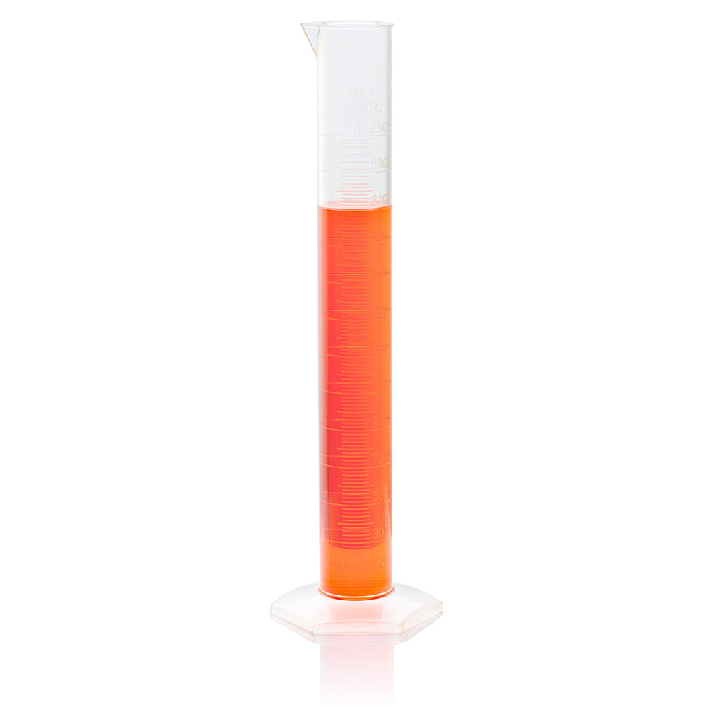 Globe Scientific 3703-250 Cylinder Measuring Diamond Essentials Class B PMP Molded Graduations tall form 250mL