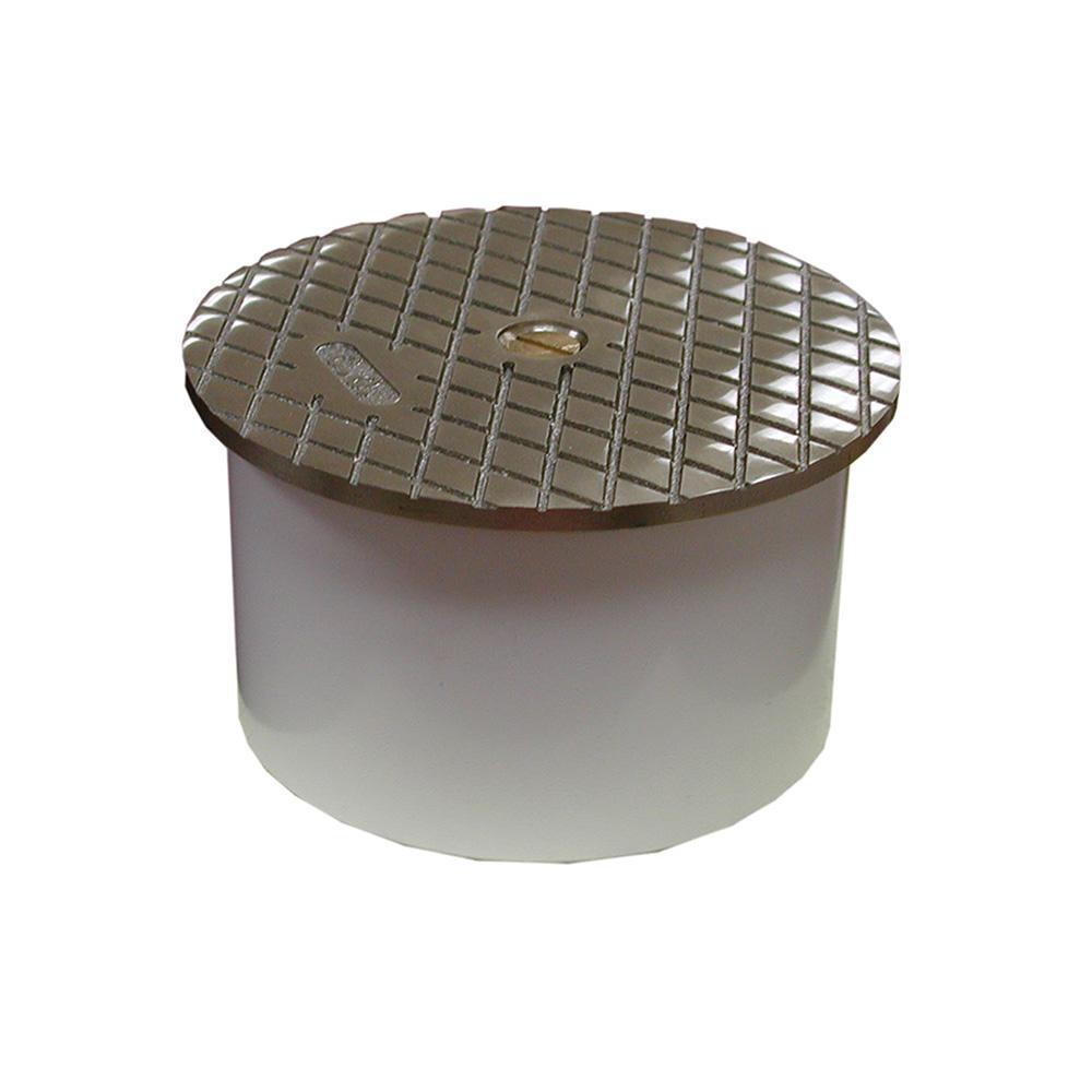 Jones Stephens C60170 4" PVC Inside Pipe Fit Cleanout with 4-1/2" Nickel Bronze Round Cover