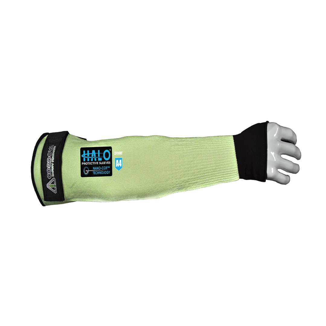 Cordova Safety 37422VT HALO™ CUT RESISTANCE & MOISTURE WICKING SLEEVE, HI-VIS GREEN/BLACK, 18-INCH, NANO-COR™ TECHNOLOGY, 37422VT - Cordova Safety