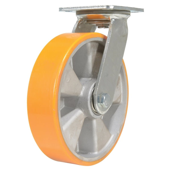 Vestil CST-VE-8X2PUA-S Polyurethane Swivel Caster 8 In. Diameter x 2 In. Width 1543 Lb. Capacity Orange/Silver