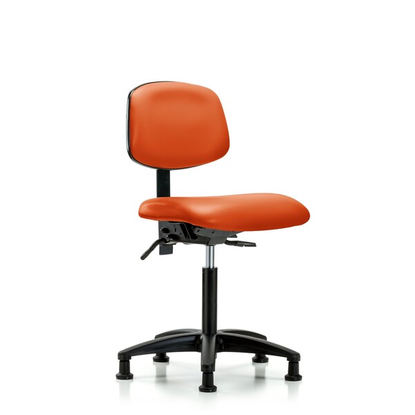Blue Ridge Ergonomics VMBCH-RG-T0-A0-NF-RG-8613 Rutledge Vinyl Chair - Medium Bench Height with Stationary Glides in Orange Kist Trailblazer™ Vinyl