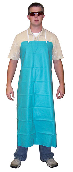 MCR Safety 388R5 Dominator Aqua Green Apron Single Layer of Thick PVC .42 mm Material Thickness Measures 35 Inch Width x 48 Inch Length Raw Edges (1 DZ)