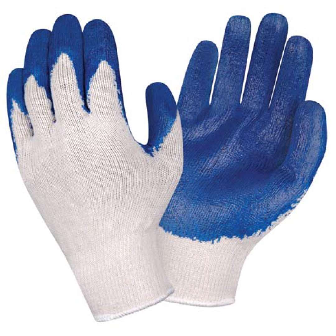 Cordova Safety 3891S Coated Machine Knits, Economy, 10-Gauge, Natural, Polyester/Cotton Machine Knit Shell with Blue Latex Palm Coating
