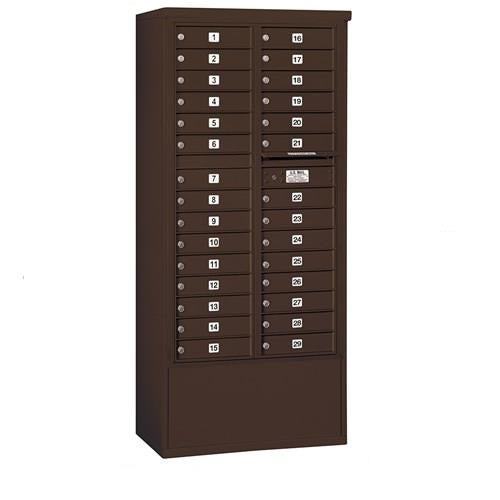 Mailboxes 3916D-29ZFP Salsbury Maximum Height Free-Standing 4C Horizontal Mailbox with 29 Doors in Bronze with Private Zccess