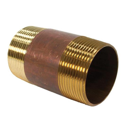 Jones Stephens N30006 2-1/2" x 4" Red Brass Pipe Nipple