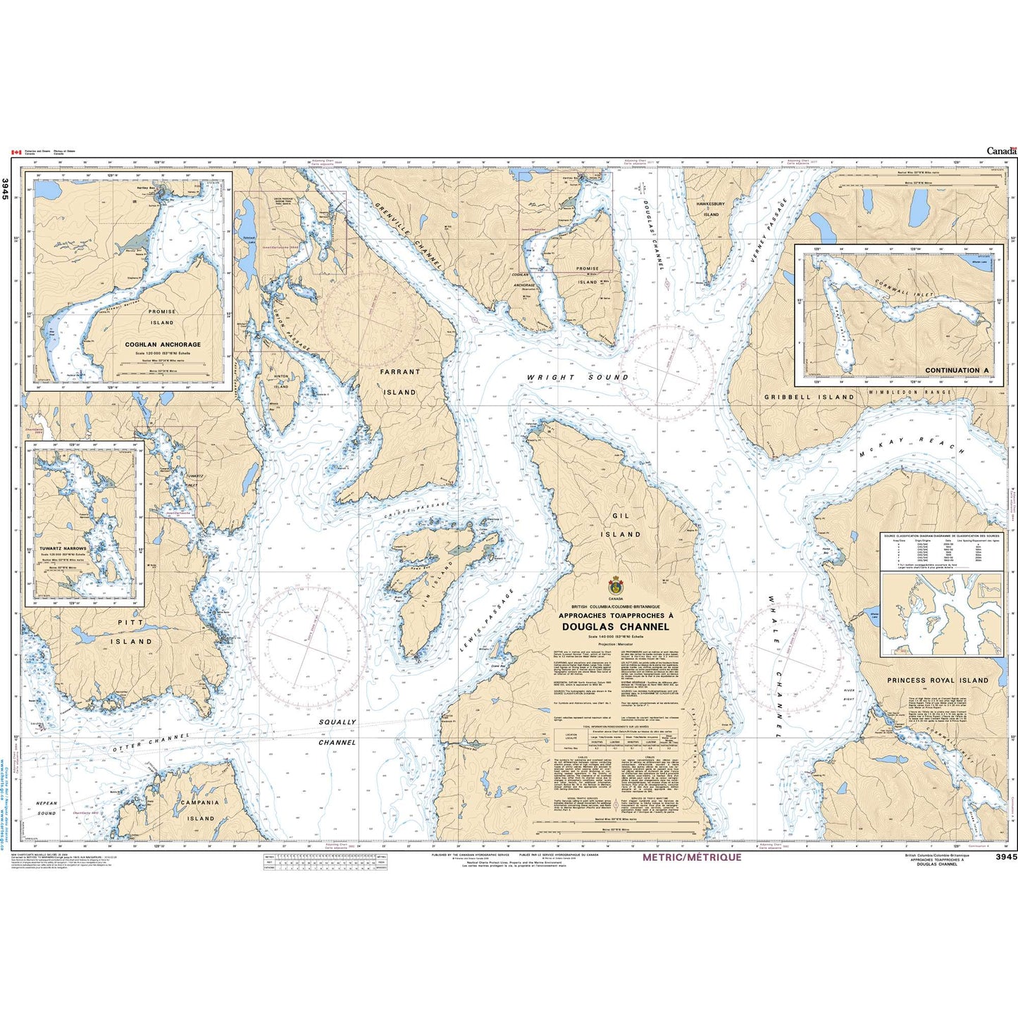 Paradise Clay CAN3945 CHS Chart Approaches to/Approches Douglas Channel
