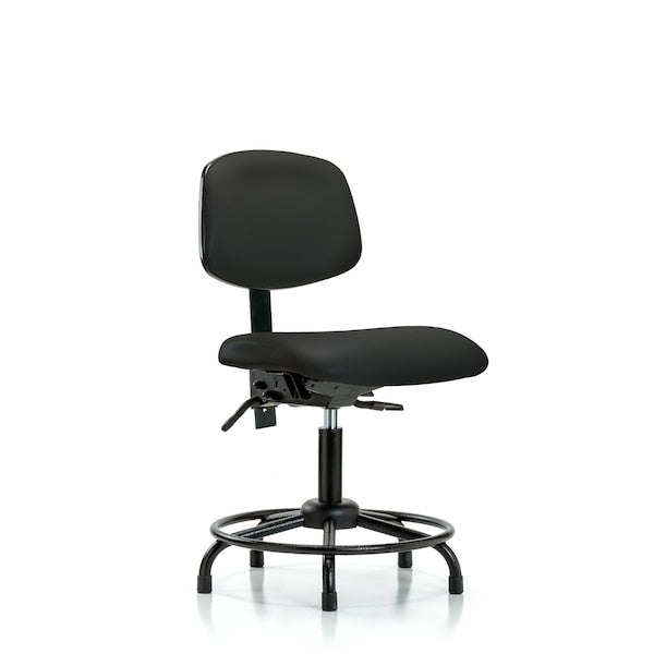 Blue Ridge Ergonomics VDHCH-RT-T1-A0-RG-8540 Rutledge Vinyl Chair - Desk Height with Round Tube Base, Seat Tilt, & Stationary Glides in Black Trailblazer™ Vinyl